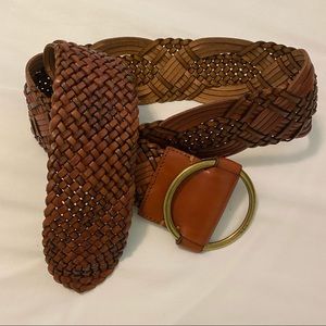 NWT Ralph Lauren Brown Leather Woven Belt